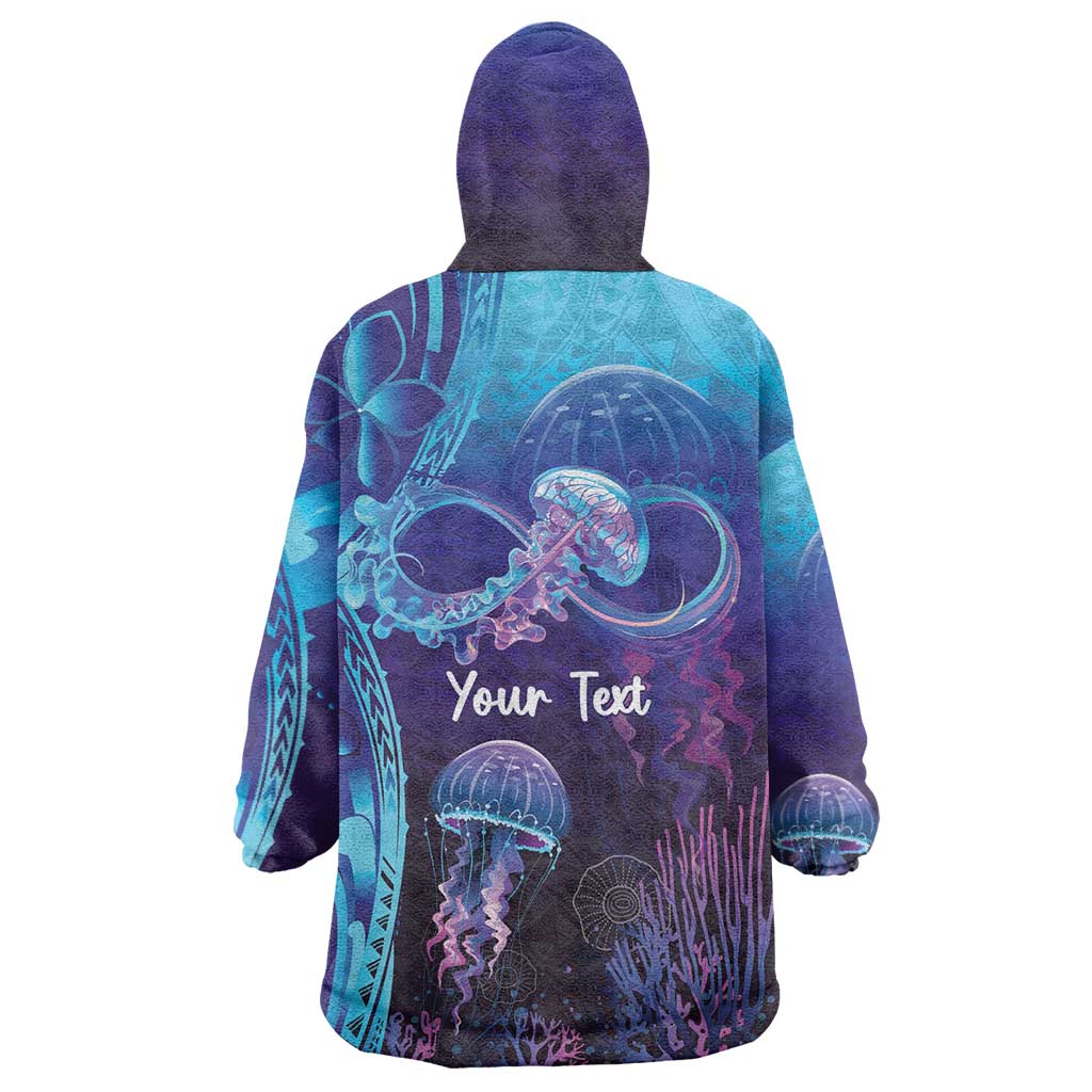 Polynesia Jellyfish Memorial Personalised Wearable Blanket Hoodie Infinity Jellies Polynesian Pattern LT14 - Polynesian Pride
