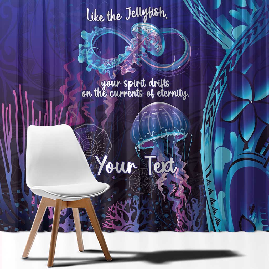 Polynesia Jellyfish Memorial Personalised Window Curtain Infinity Jellies Polynesian Pattern