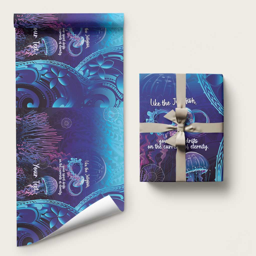 Polynesia Jellyfish Memorial Personalised Wrapping Paper Infinity Jellies Polynesian Pattern LT14 58" × 23" Purple - Polynesian Pride
