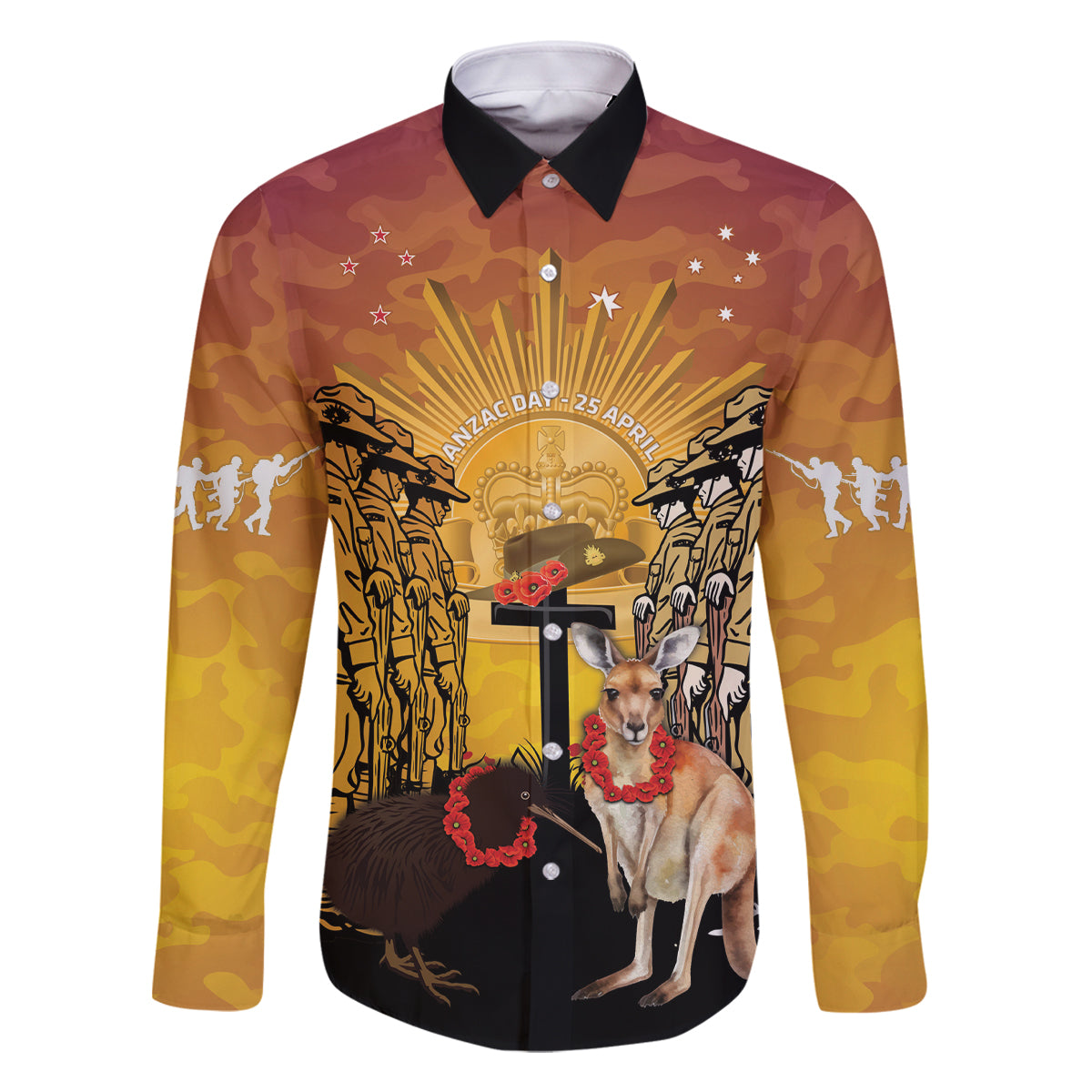 Australia And New Zealand ANZAC Family Matching Summer Maxi Dress and Hawaiian Shirt Aussie Kangaroo With Aotearoa Kiwi Lest We Forget