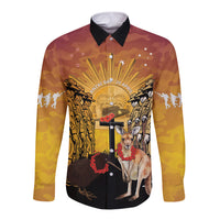 Australia And New Zealand ANZAC Long Sleeve Button Shirt Aussie Kangaroo With Aotearoa Kiwi Lest We Forget