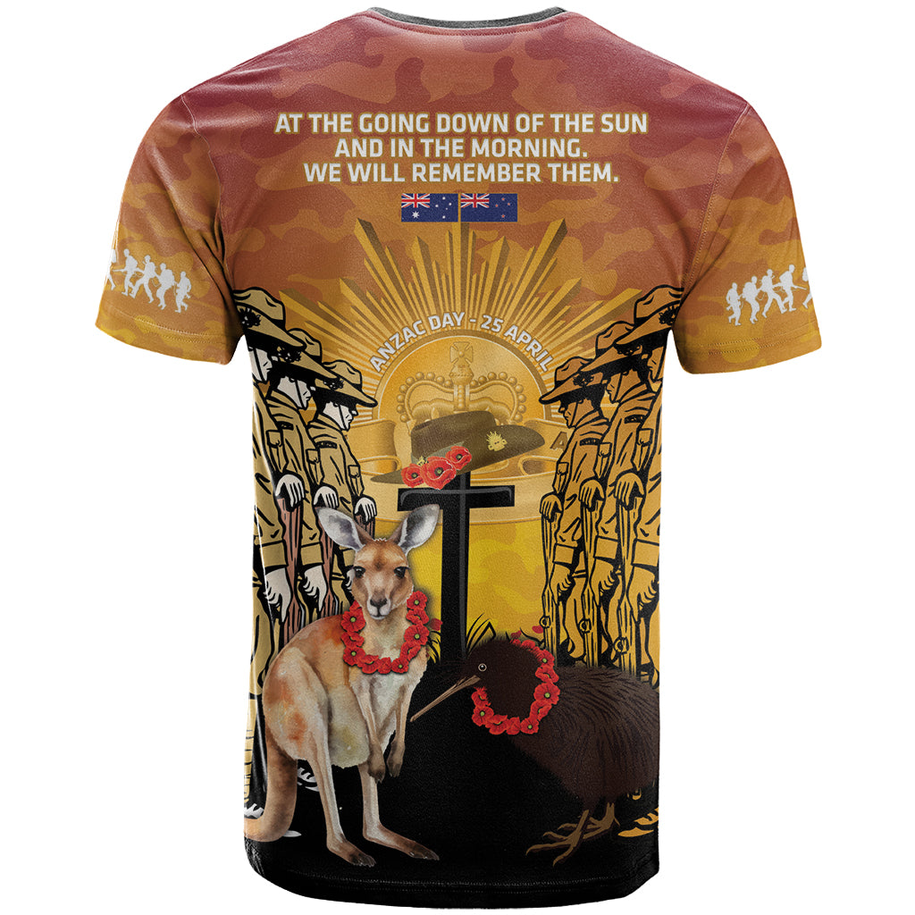 Australia And New Zealand ANZAC T Shirt Aussie Kangaroo With Aotearoa Kiwi Lest We Forget