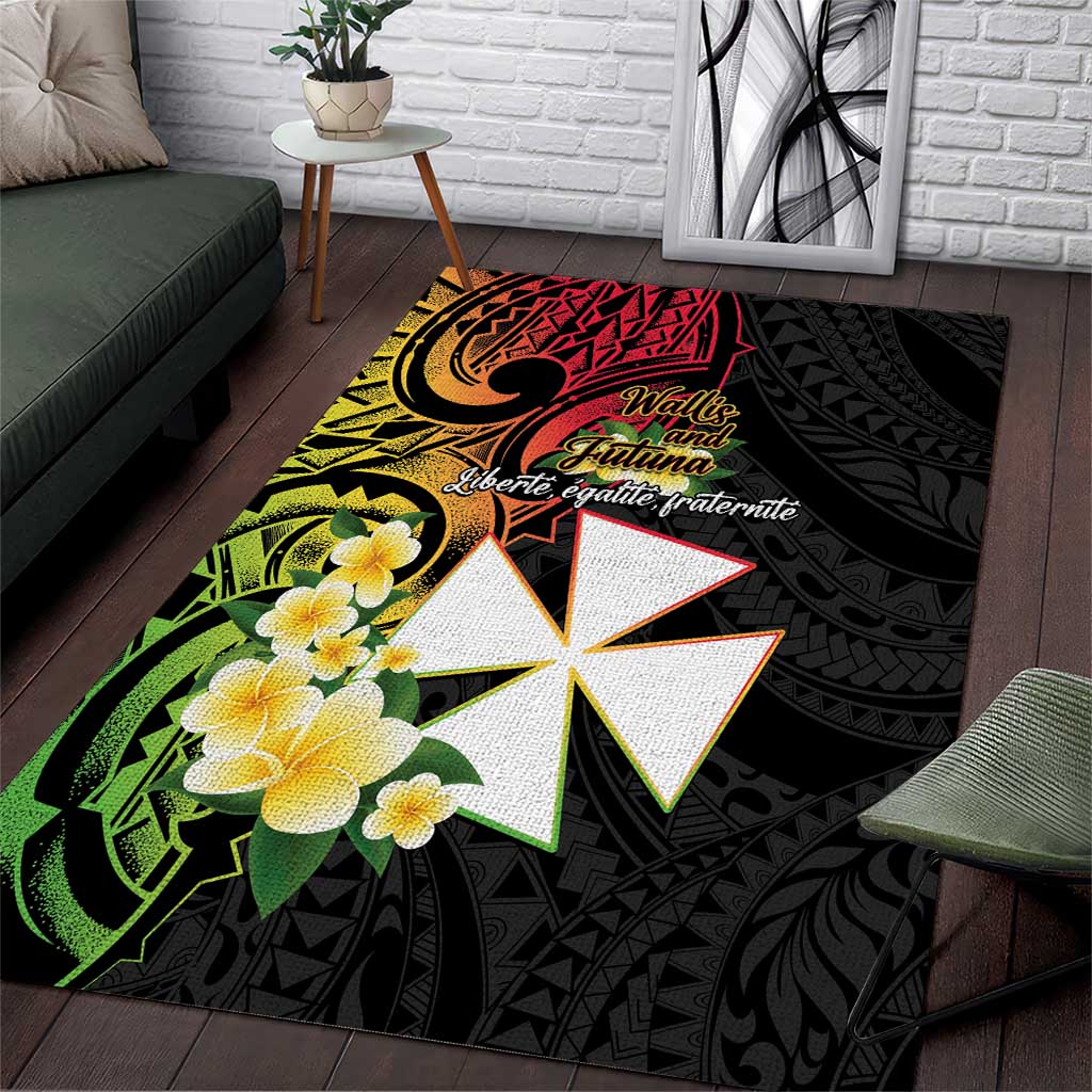 Wallis and Futuna Victory Day Area Rug Liberty Equality Fraternity Polynesian Plumeria