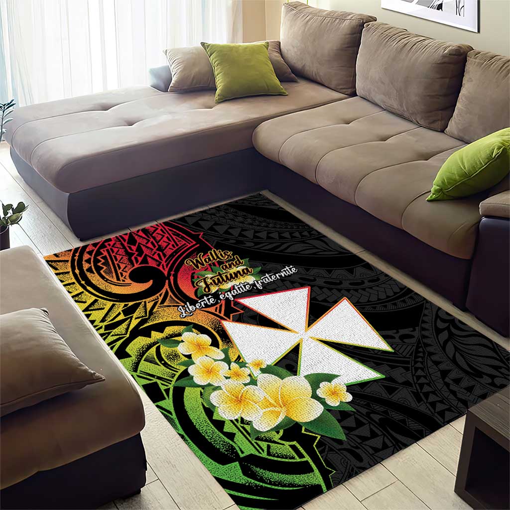 Wallis and Futuna Victory Day Area Rug Liberty Equality Fraternity Polynesian Plumeria