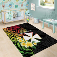 Wallis and Futuna Victory Day Area Rug Liberty Equality Fraternity Polynesian Plumeria