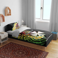 Wallis and Futuna Victory Day Bedding Set Liberty Equality Fraternity Polynesian Plumeria