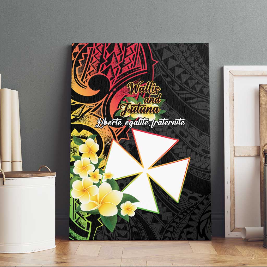Wallis and Futuna Victory Day Canvas Wall Art Liberty Equality Fraternity Polynesian Plumeria