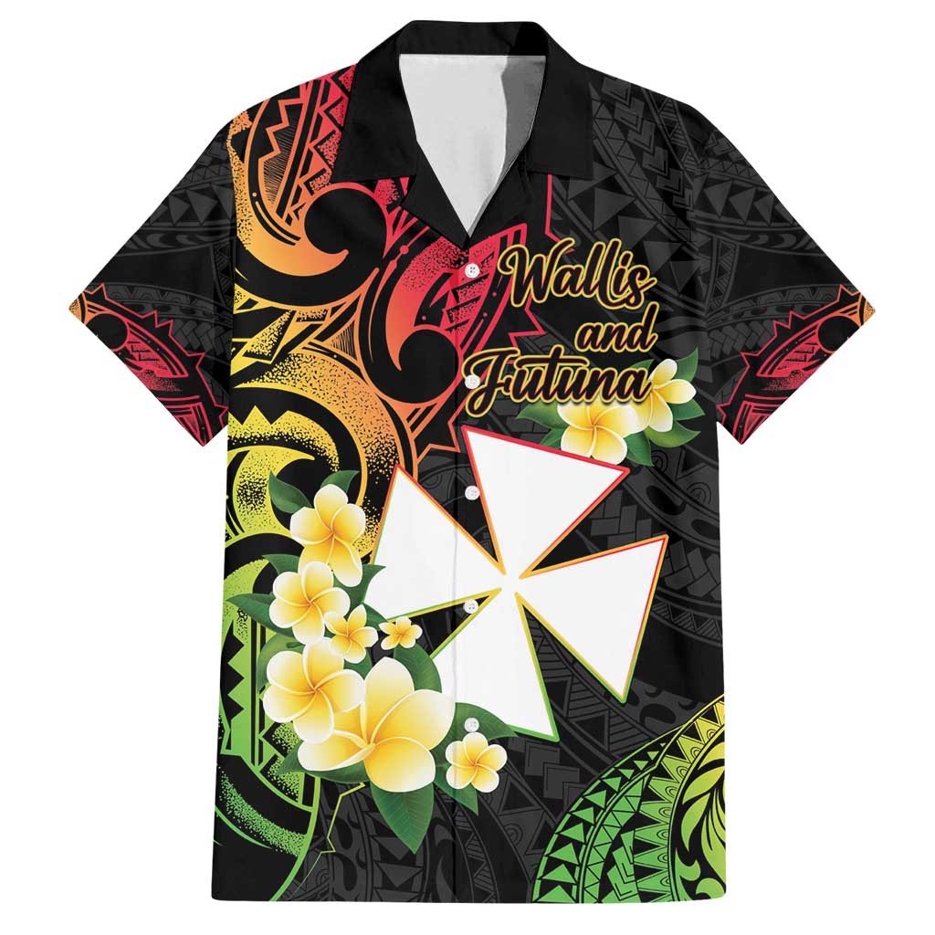 Wallis and Futuna Victory Day Family Matching Long Sleeve Bodycon Dress and Hawaiian Shirt Liberty Equality Fraternity Polynesian Plumeria LT14 Dad's Shirt - Short Sleeve Black - Polynesian Pride