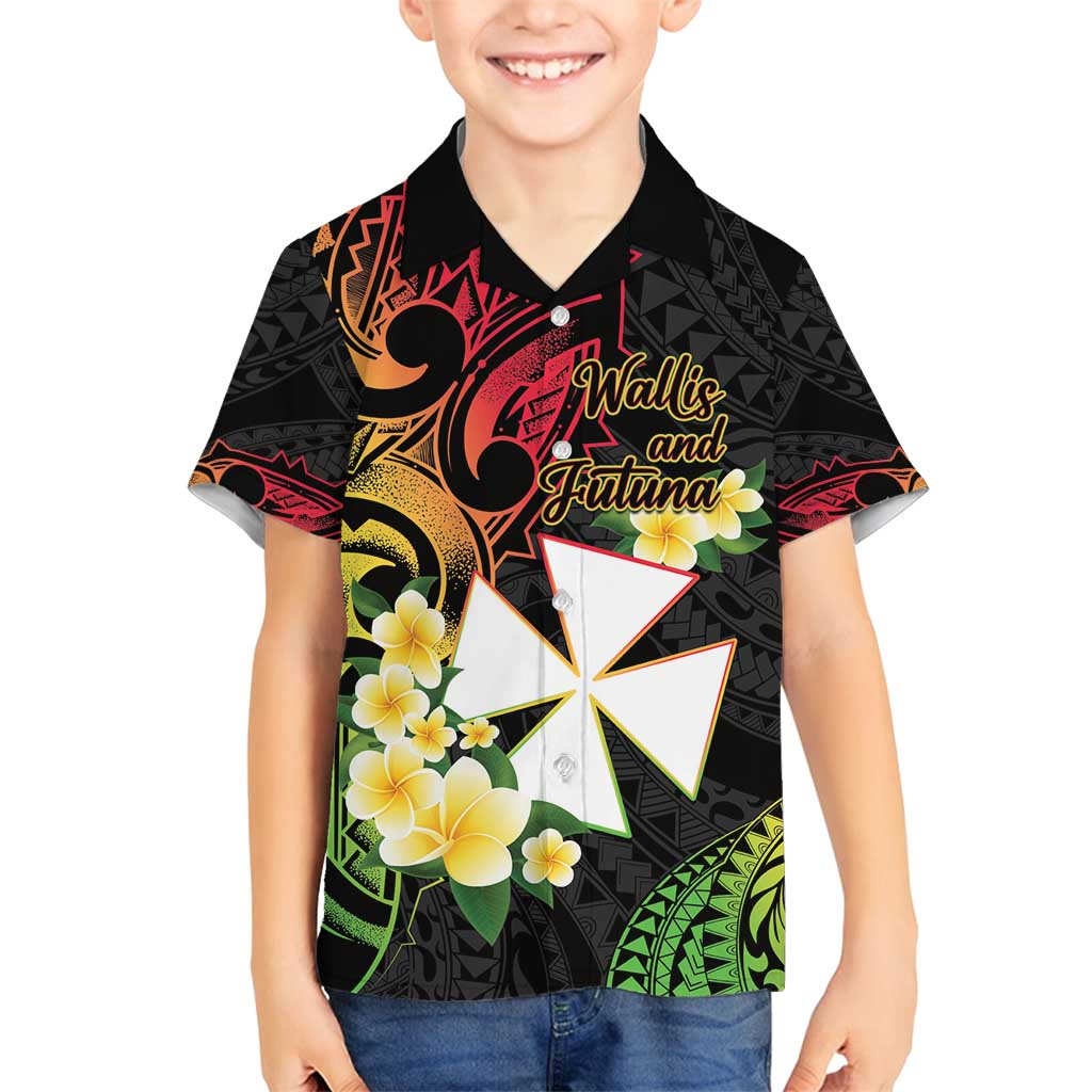 Wallis and Futuna Victory Day Family Matching Long Sleeve Bodycon Dress and Hawaiian Shirt Liberty Equality Fraternity Polynesian Plumeria LT14 Son's Shirt Black - Polynesian Pride