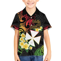 Wallis and Futuna Victory Day Family Matching Long Sleeve Bodycon Dress and Hawaiian Shirt Liberty Equality Fraternity Polynesian Plumeria LT14 Son's Shirt Black - Polynesian Pride
