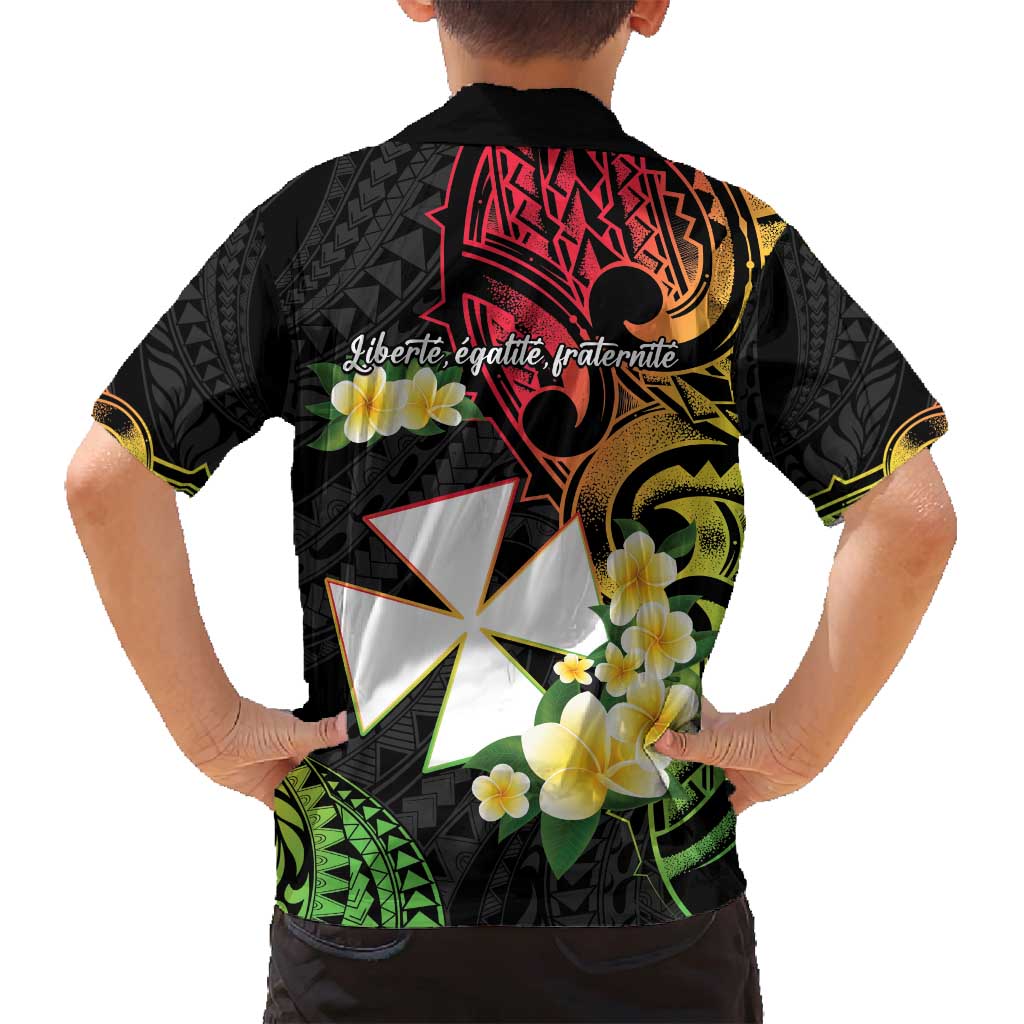 Wallis and Futuna Victory Day Family Matching Off Shoulder Maxi Dress and Hawaiian Shirt Liberty Equality Fraternity Polynesian Plumeria