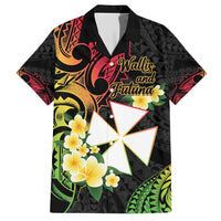 Wallis and Futuna Victory Day Family Matching Short Sleeve Bodycon Dress and Hawaiian Shirt Liberty Equality Fraternity Polynesian Plumeria LT14 Dad's Shirt - Short Sleeve Black - Polynesian Pride