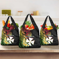 Wallis and Futuna Victory Day Grocery Bag Liberty Equality Fraternity Polynesian Plumeria LT14 3-pack One Size Black - Polynesian Pride