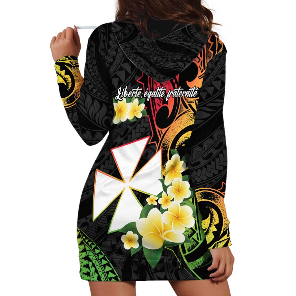 Wallis and Futuna Victory Day Hoodie Dress Liberty Equality Fraternity Polynesian Plumeria