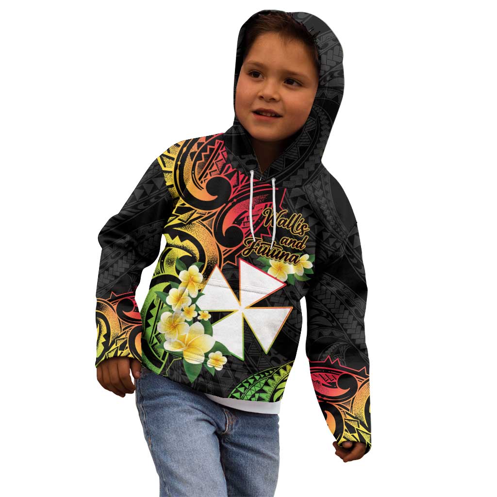 Wallis and Futuna Victory Day Kid Hoodie Liberty Equality Fraternity Polynesian Plumeria
