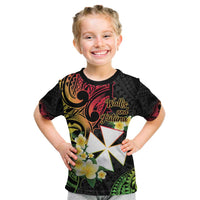 Wallis and Futuna Victory Day Kid T Shirt Liberty Equality Fraternity Polynesian Plumeria LT14 Black - Polynesian Pride