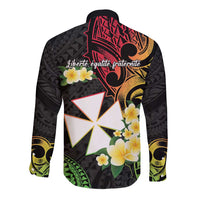 Wallis and Futuna Victory Day Long Sleeve Button Shirt Liberty Equality Fraternity Polynesian Plumeria LT14 - Polynesian Pride