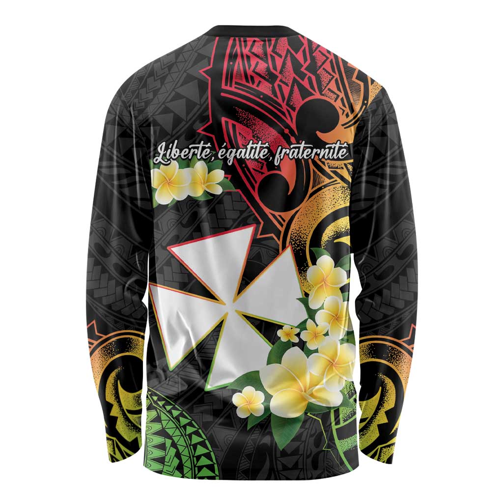 Wallis and Futuna Victory Day Long Sleeve Shirt Liberty Equality Fraternity Polynesian Plumeria LT14 - Polynesian Pride