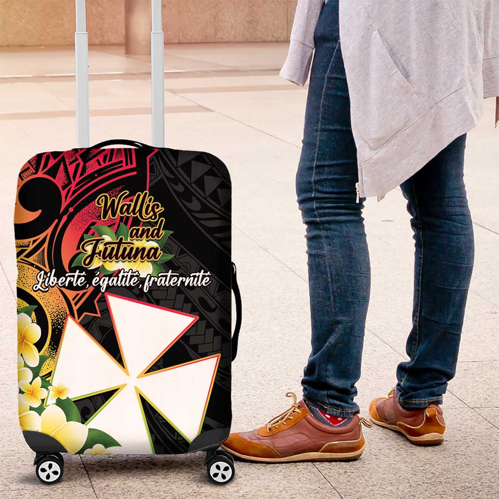 Wallis and Futuna Victory Day Luggage Cover Liberty Equality Fraternity Polynesian Plumeria