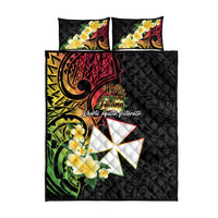 Wallis and Futuna Victory Day Quilt Bed Set Liberty Equality Fraternity Polynesian Plumeria