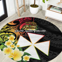Wallis and Futuna Victory Day Round Carpet Liberty Equality Fraternity Polynesian Plumeria