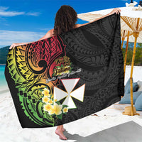 Wallis and Futuna Victory Day Sarong Liberty Equality Fraternity Polynesian Plumeria LT14 One Size 44 x 66 inches Black - Polynesian Pride