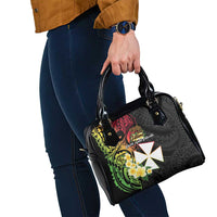 Wallis and Futuna Victory Day Shoulder Handbag Liberty Equality Fraternity Polynesian Plumeria