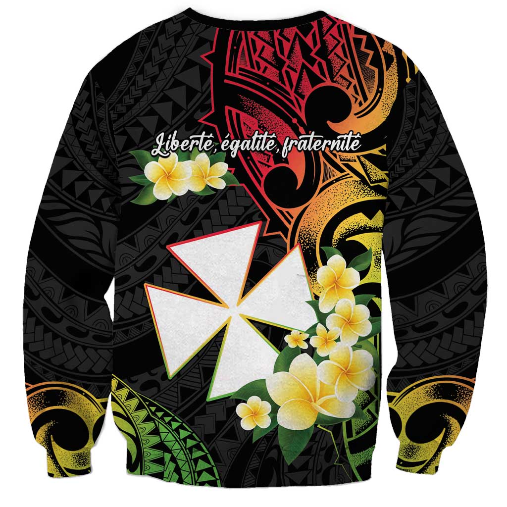 Wallis and Futuna Victory Day Sweatshirt Liberty Equality Fraternity Polynesian Plumeria LT14 - Polynesian Pride