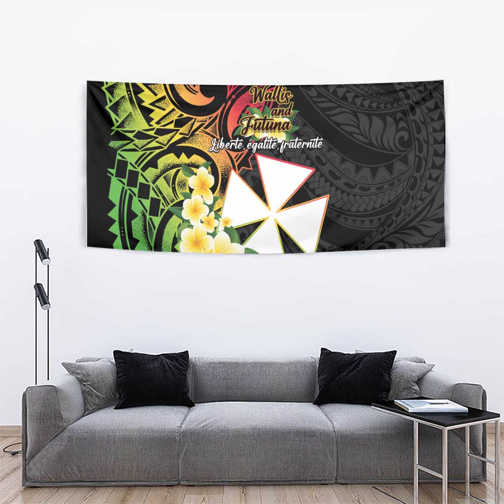 Wallis and Futuna Victory Day Tapestry Liberty Equality Fraternity Polynesian Plumeria