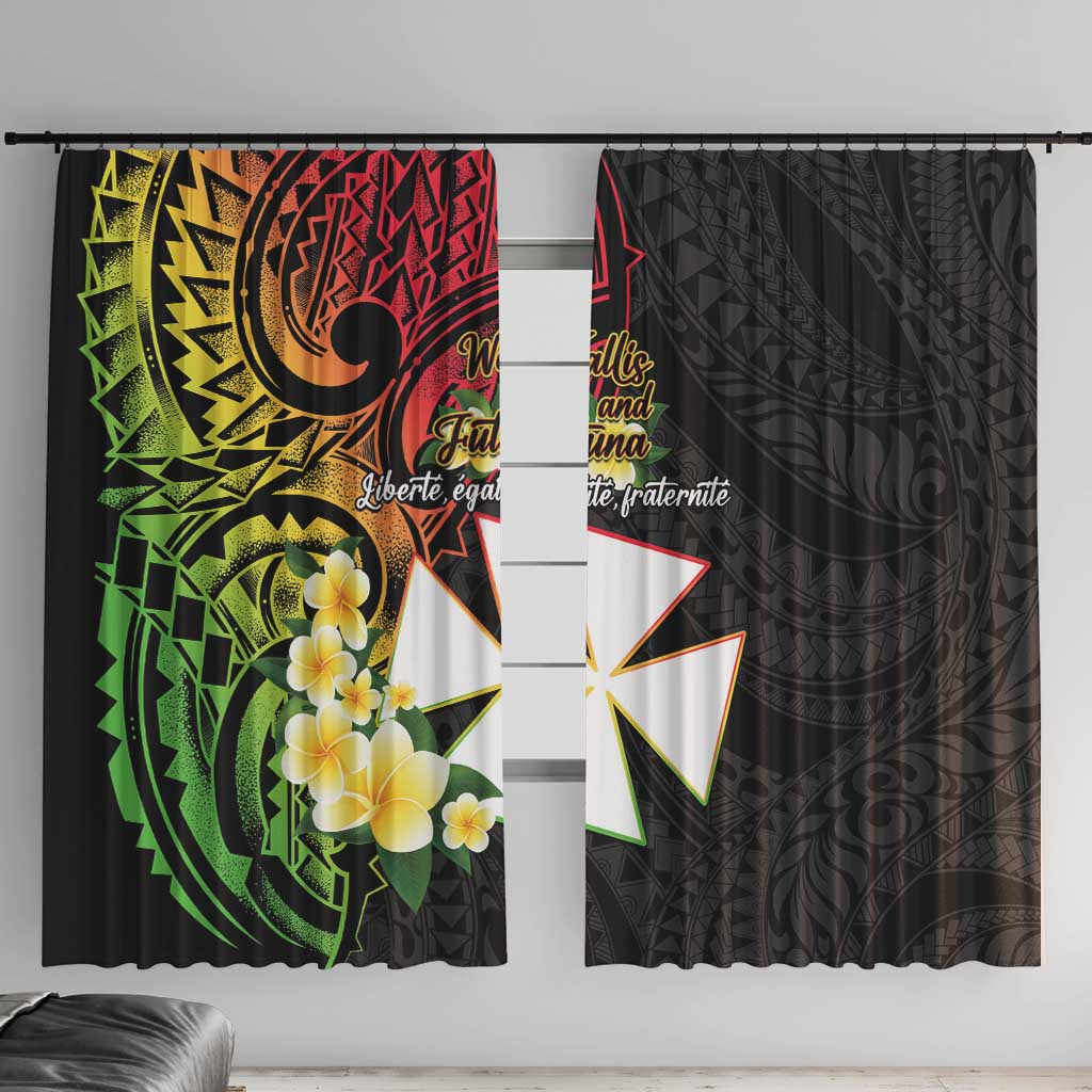 Wallis and Futuna Victory Day Window Curtain Liberty Equality Fraternity Polynesian Plumeria