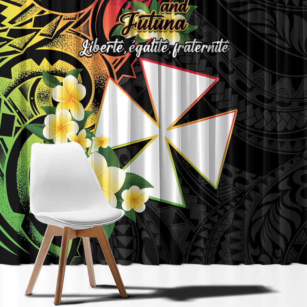 Wallis and Futuna Victory Day Window Curtain Liberty Equality Fraternity Polynesian Plumeria