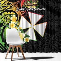 Wallis and Futuna Victory Day Window Curtain Liberty Equality Fraternity Polynesian Plumeria