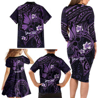 Personalised Fibromyalgia Awareness Month Family Matching Long Sleeve Bodycon Dress and Hawaiian Shirt Fibro Warrior Strength In Every Struggle