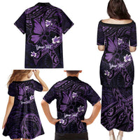 Personalised Fibromyalgia Awareness Month Family Matching Puletasi and Hawaiian Shirt Fibro Warrior Strength In Every Struggle