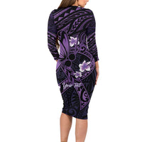 Personalised Fibromyalgia Awareness Month Long Sleeve Bodycon Dress Fibro Warrior Strength In Every Struggle