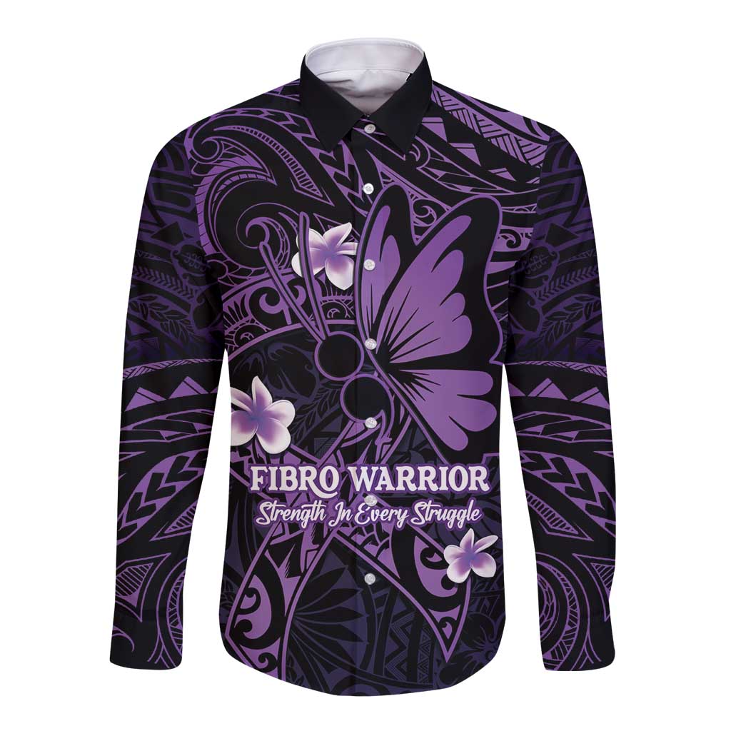 Personalised Fibromyalgia Awareness Month Long Sleeve Button Shirt Fibro Warrior Strength In Every Struggle