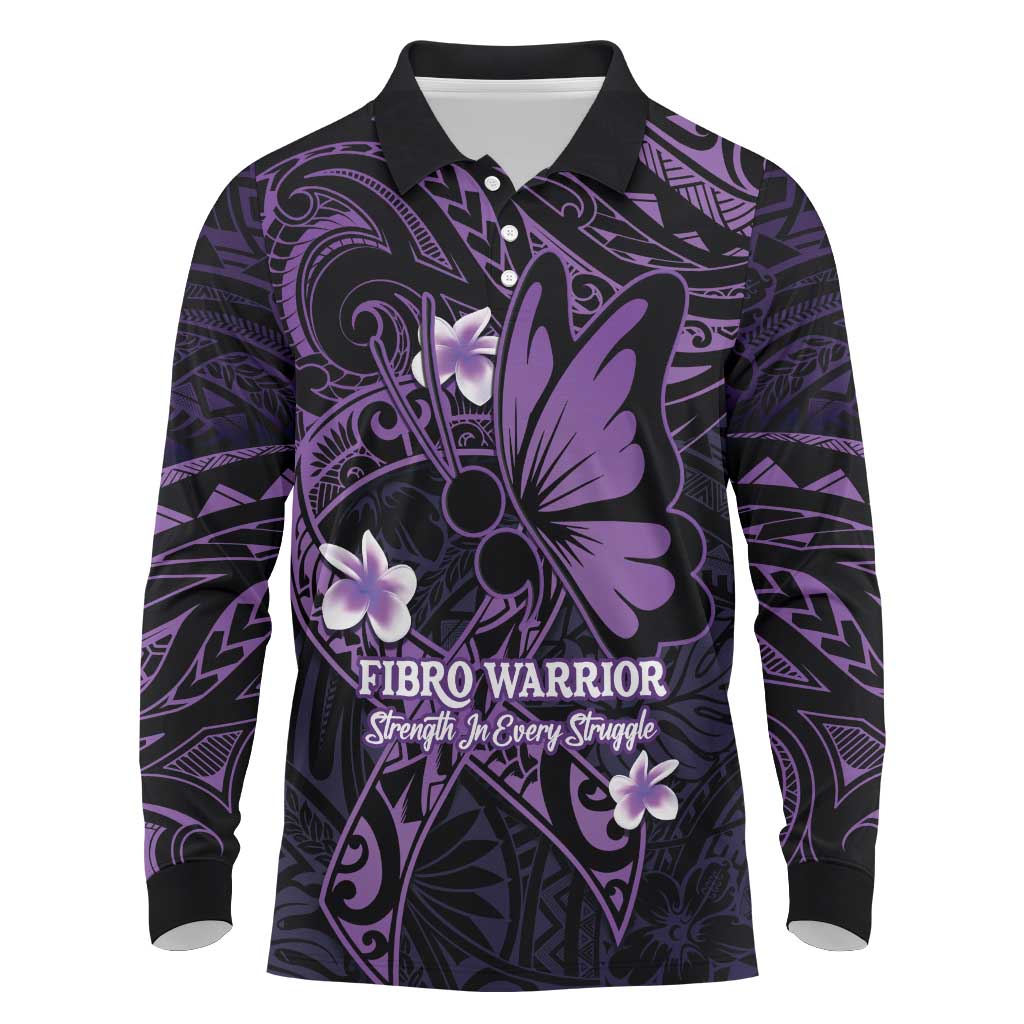 Personalised Fibromyalgia Awareness Month Long Sleeve Polo Shirt Fibro Warrior Strength In Every Struggle