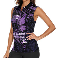 Personalised Fibromyalgia Awareness Month Women Sleeveless Polo Shirt Fibro Warrior Strength In Every Struggle