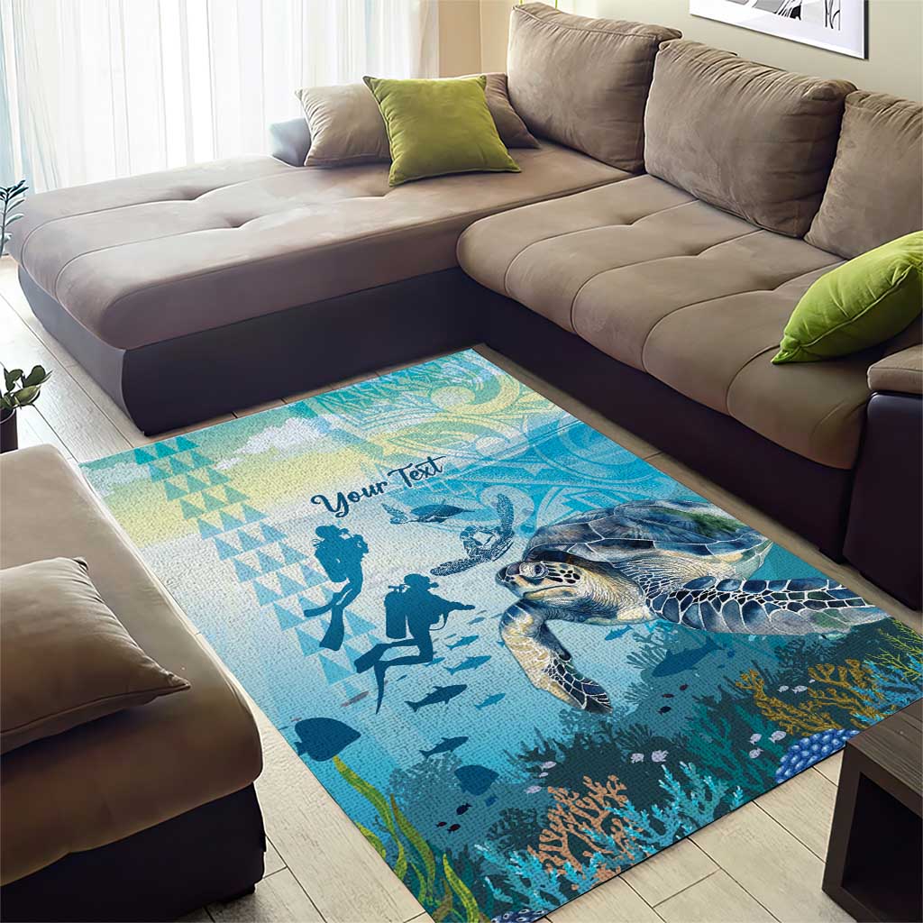 Personalized Snorkeling Hawaii Area Rug Ocean Lover Hawaiian Kakau Honu Turtle