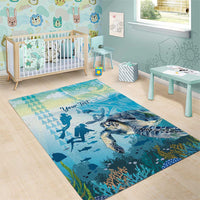 Personalized Snorkeling Hawaii Area Rug Ocean Lover Hawaiian Kakau Honu Turtle