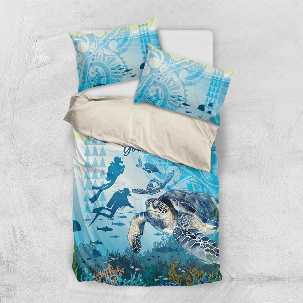 Personalized Snorkeling Hawaii Bedding Set Ocean Lover Hawaiian Kakau Honu Turtle