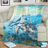 Personalized Snorkeling Hawaii Blanket Ocean Lover Hawaiian Kakau Honu Turtle