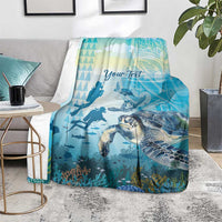 Personalized Snorkeling Hawaii Blanket Ocean Lover Hawaiian Kakau Honu Turtle