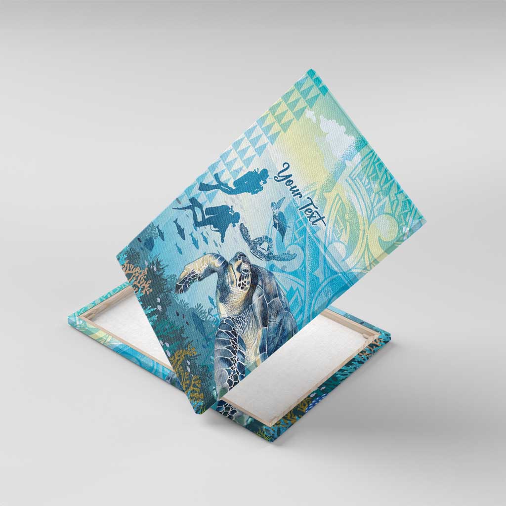 Personalized Snorkeling Hawaii Canvas Wall Art Ocean Lover Hawaiian Kakau Honu Turtle