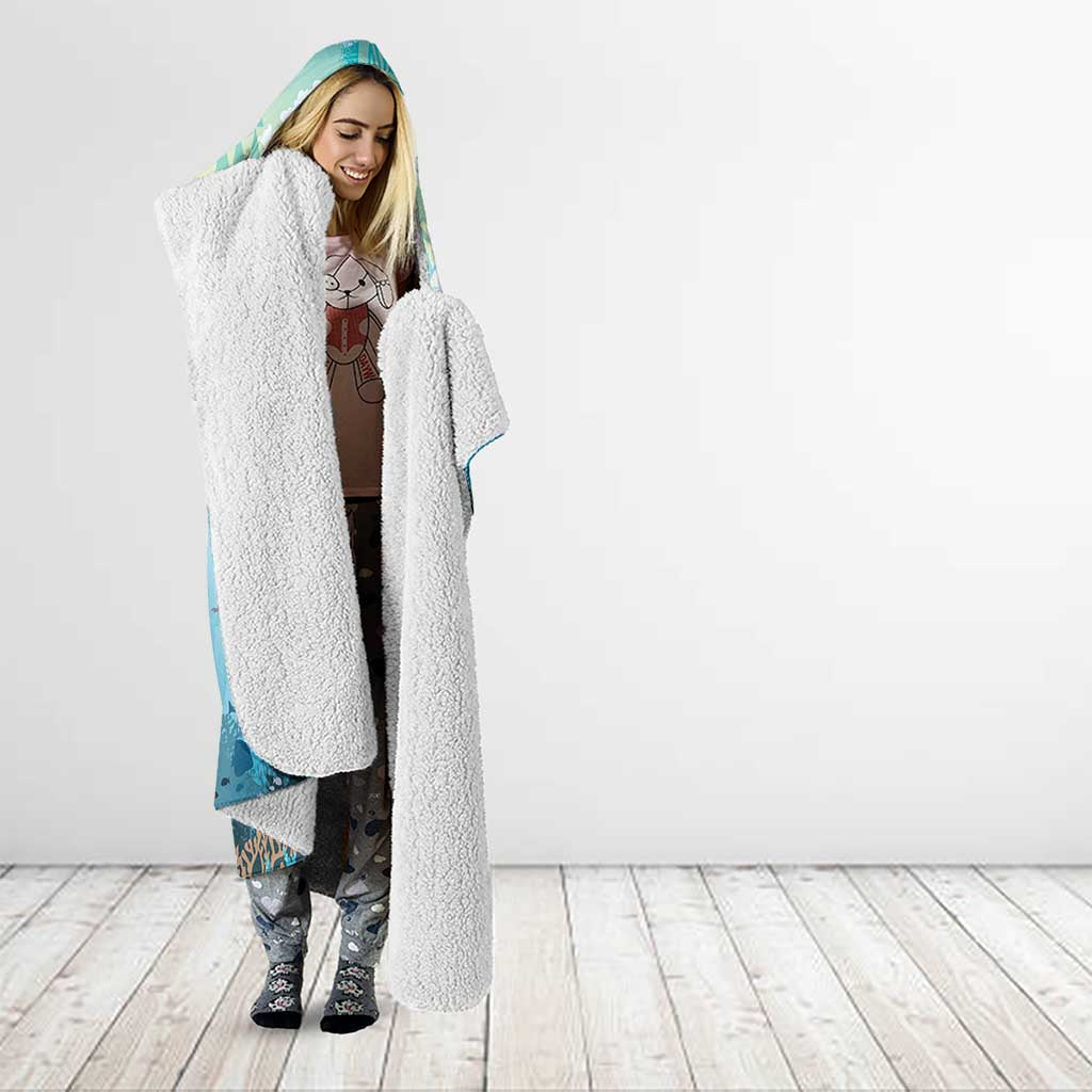 Personalized Snorkeling Hawaii Hooded Blanket Ocean Lover Hawaiian Kakau Honu Turtle