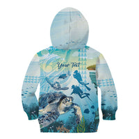Personalized Snorkeling Hawaii Kid Hoodie Ocean Lover Hawaiian Kakau Honu Turtle