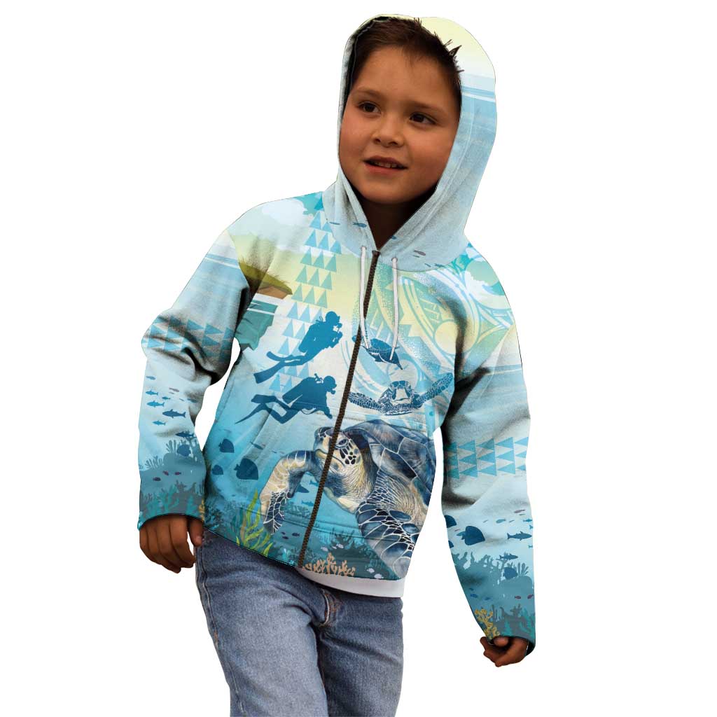 Personalized Snorkeling Hawaii Kid Hoodie Ocean Lover Hawaiian Kakau Honu Turtle