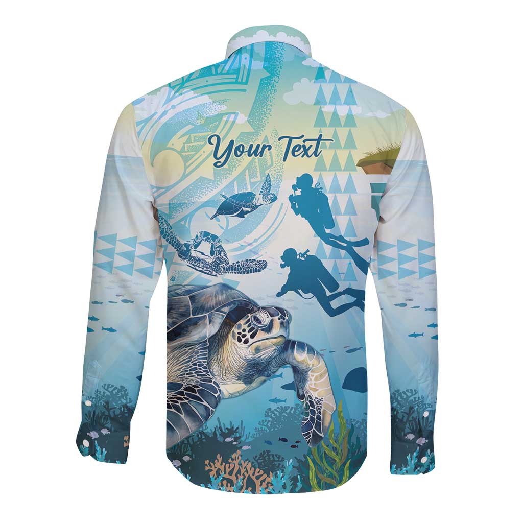 Personalized Snorkeling Hawaii Long Sleeve Button Shirt Ocean Lover Hawaiian Kakau Honu Turtle