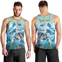 Personalized Snorkeling Hawaii Men Tank Top Ocean Lover Hawaiian Kakau Honu Turtle