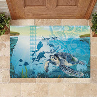Personalized Snorkeling Hawaii Rubber Doormat Ocean Lover Hawaiian Kakau Honu Turtle